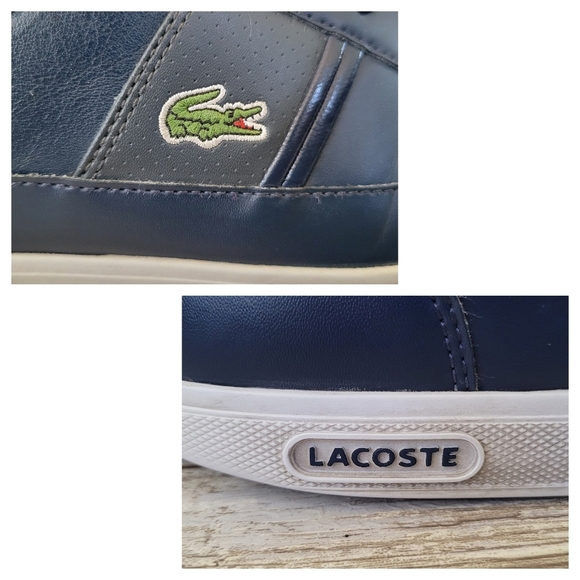 Lacoste Europa LCR BRZ Casual Low Top Lace-Up Sneakers Men's 10.5 Blue Leather - Picture 3 of 10